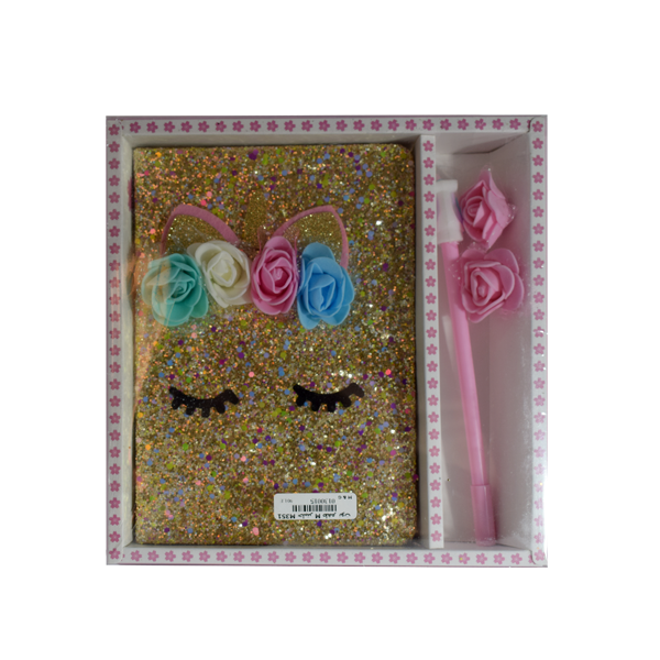 مجموعة دفاتر ملاحظات بغلاف مقوى لامع مع قلم - رقم: M351