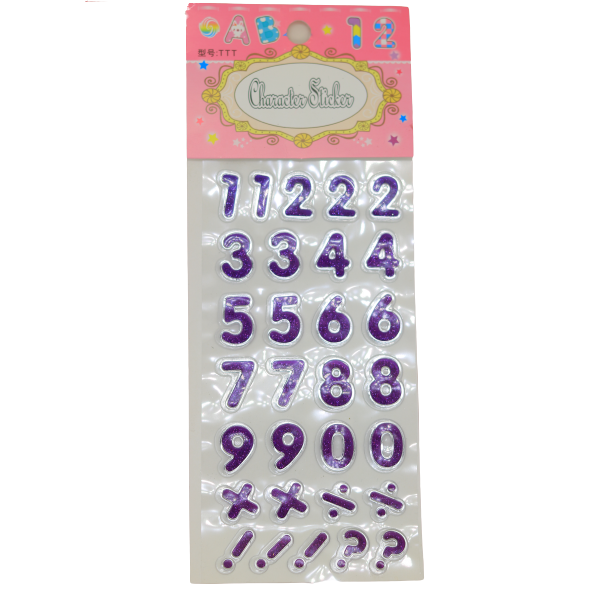 Purple Numbers Sticker No: TTT - 1pcs