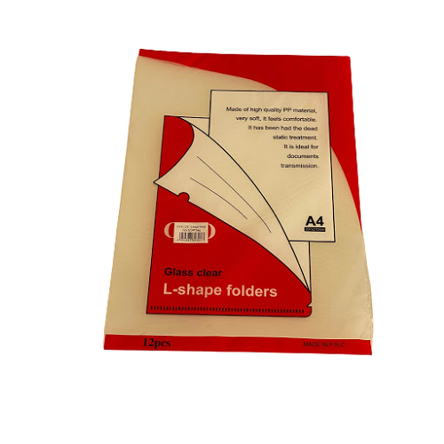 Pack of 12 Transparent L-shape folder A4 - No:E310-13