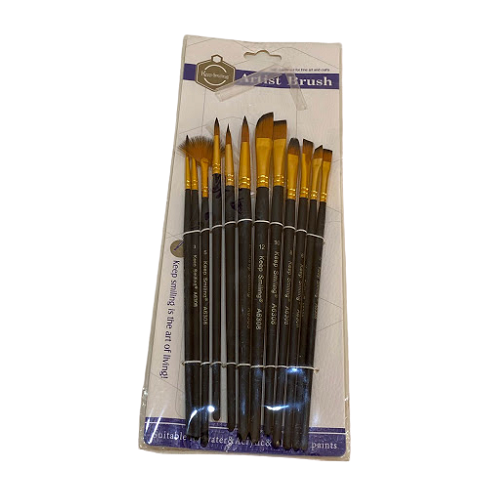 Keep Smilling Artist Brush Set Black - 12pcs - No:121
