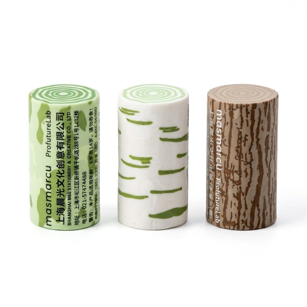 M&G Chenguang ProfutureLab Tree Log PVC Eraser – Cute Wood Log Design, Soft Dust-Free Pencil Eraser Assorted Styles - 1pcs - No: AXP963SD