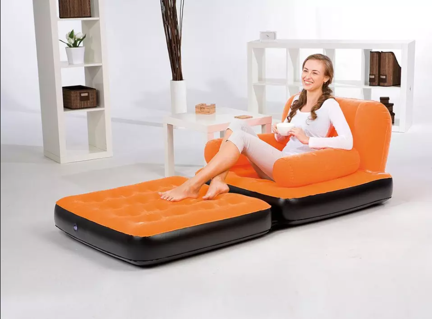 Bestway Single Inflatable Chair and Bed 2 in 1 for Trips and Camping 1.91m x 97cm x 64cm - No:67277