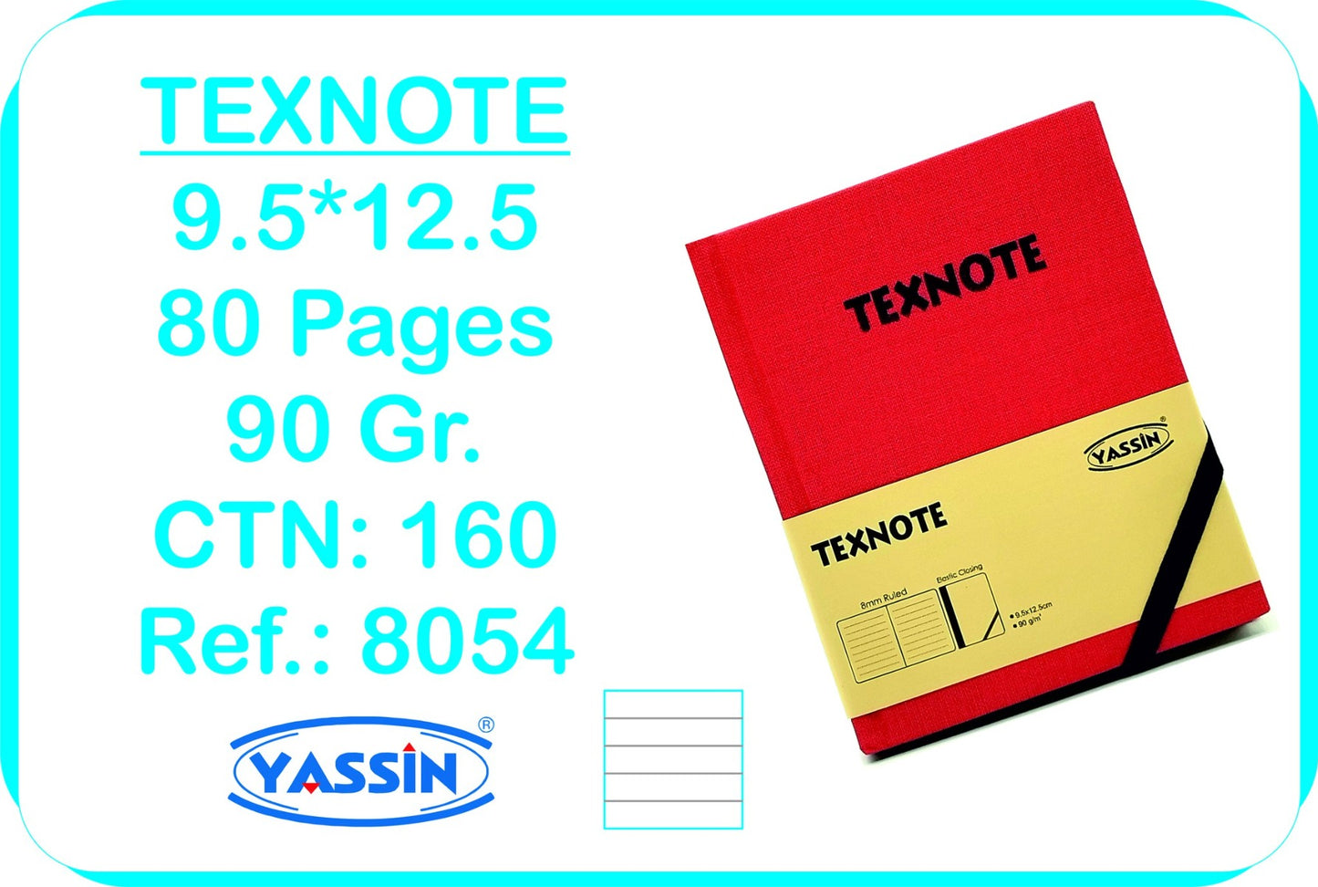 Yassin Texnote Notebook - A6 - 80 sheets - No:8054