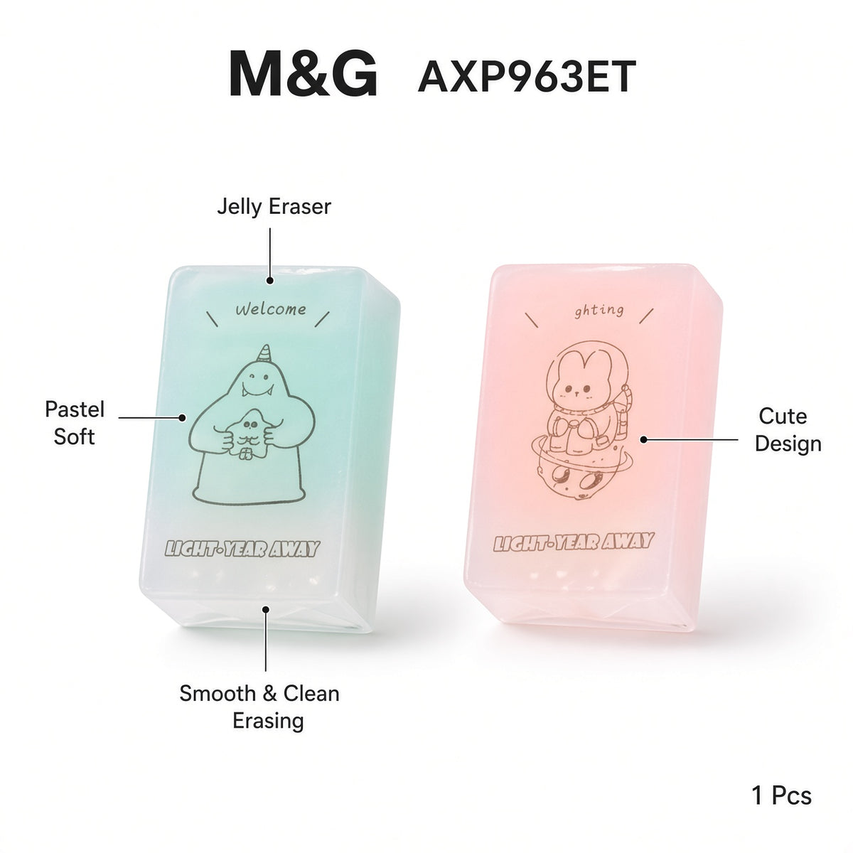M&G Chenguang Jelly Eraser AXP963ET – Pastel Soft Eraser – Cute Design – Smooth & Clean Erasing – 1 Pcs - No: AXP963ET