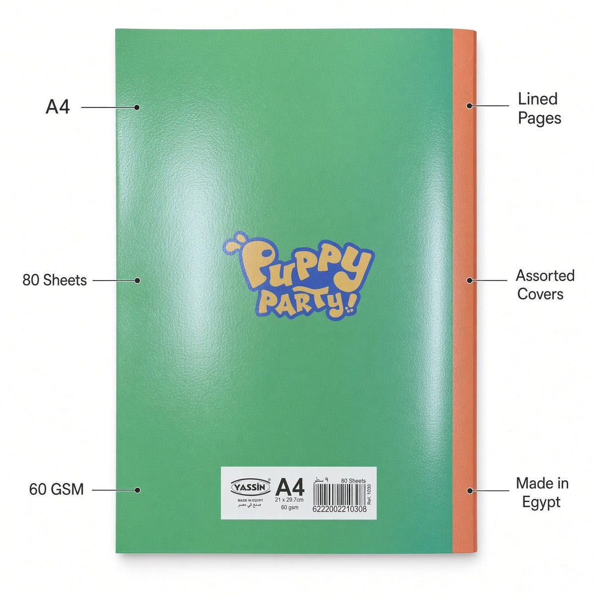 Yassin A4 Notebook 80 Sheets 60 GSM – 9 Lined Pages, Colorful Printed Covers, Assorted Designs - No: 1030