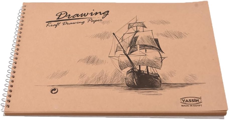 دفتر رسم ياسين 1186 كرافت، 40 ورقة، 120 غرام/م²، 21 × 29.7 سم - بيج
