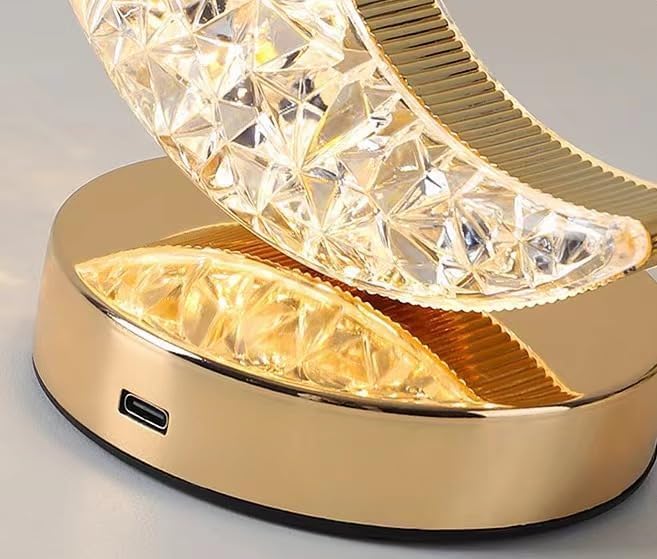 Ramadan Lamp, Decorations ,Crystal Table Lamp Moon Shape Night Light Touch LED