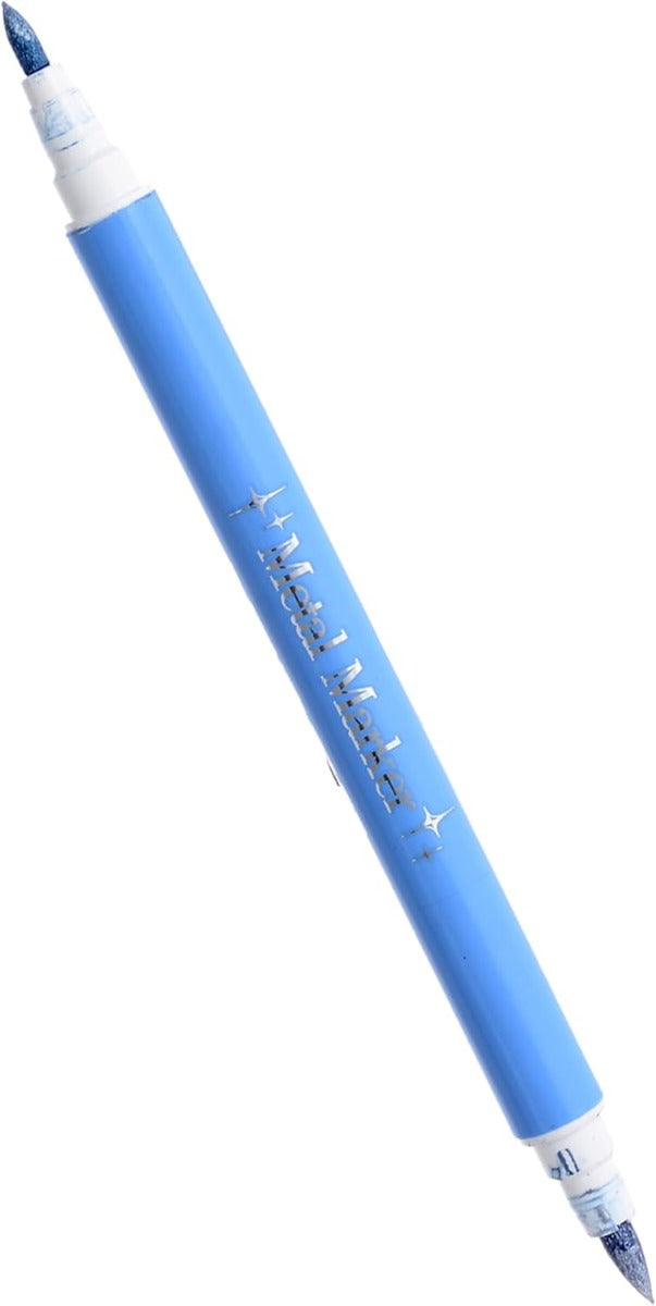 M&G Blue Metal Marker Pen, Number 8062, Double-Tip,