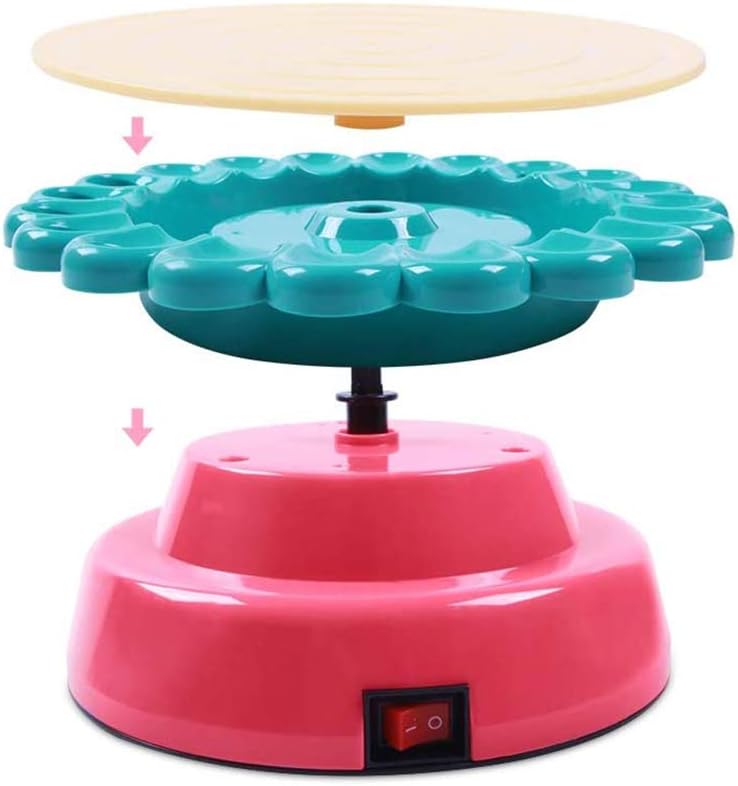 عجلة فخار على شكل زهرة عباد الشمس، آلة عجلة سيراميك كهربائية، طقم طين نحت يجف في الهواء وطلاء حرفي - رقم: 2110