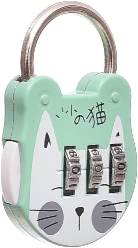 قفل صغير لطيف بثلاثة أرقام بتصميم قطة للأمتعة وحقائب الظهر - رقم المنتج: JY80009-1، قد يختلف اللون