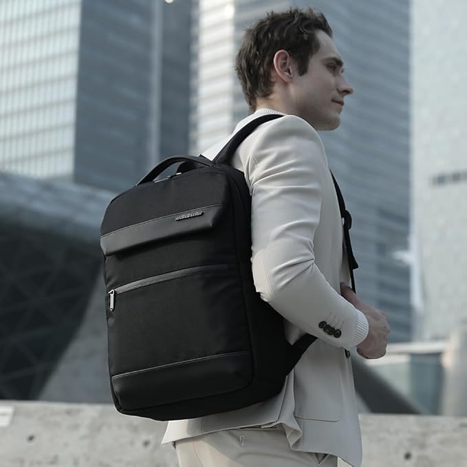 حقيبة ظهر Arctic Hunter Slim للرجال، سعة 16 لتر، حقيبة مكتبية صغيرة الحجم للكمبيوتر المحمول مقاس 15.6 بوصة، جيبان، مقاومة للماء والتآكل - رقم المنتج: B00671