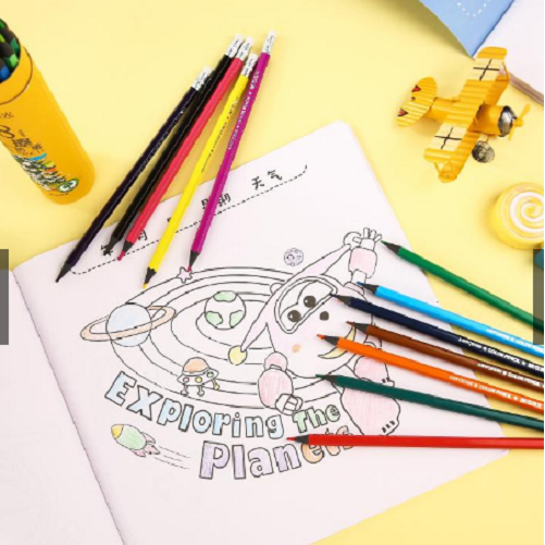 M&G Pack of 12 Erasable Wooden colors pencil with eraser - No:AWPQ0506