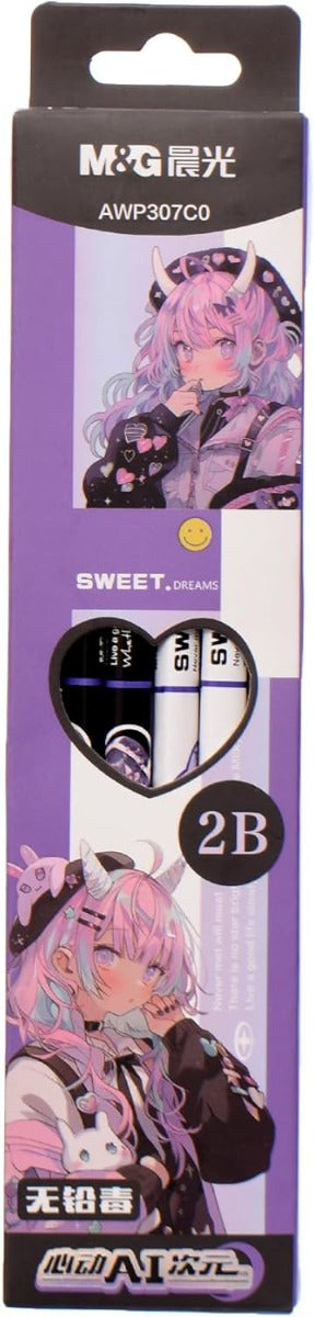 قلم رصاص خشبي من إم آند جي 2B مع ممحاة - قطعة واحدة - متعدد الألوان - رقم: 307C0