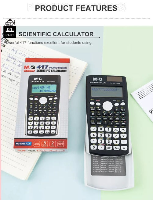 M&G Chenguang 12 Digits Electronic Scientific Calculator 417 Functions - No:ADG981D7