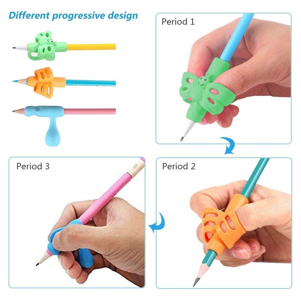 عبوة من 3 مقابض أقلام رصاص على شكل فراشة لتعليم الأطفال الكتابة اليدوية