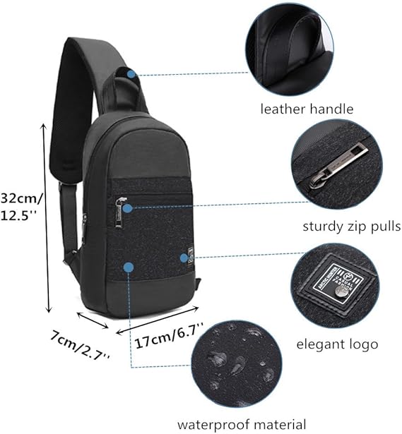 حقيبة ظهر كروس بودي للرجال من Arctic Hunter، حقيبة صدرية مقاومة للماء - رقم: XB00060