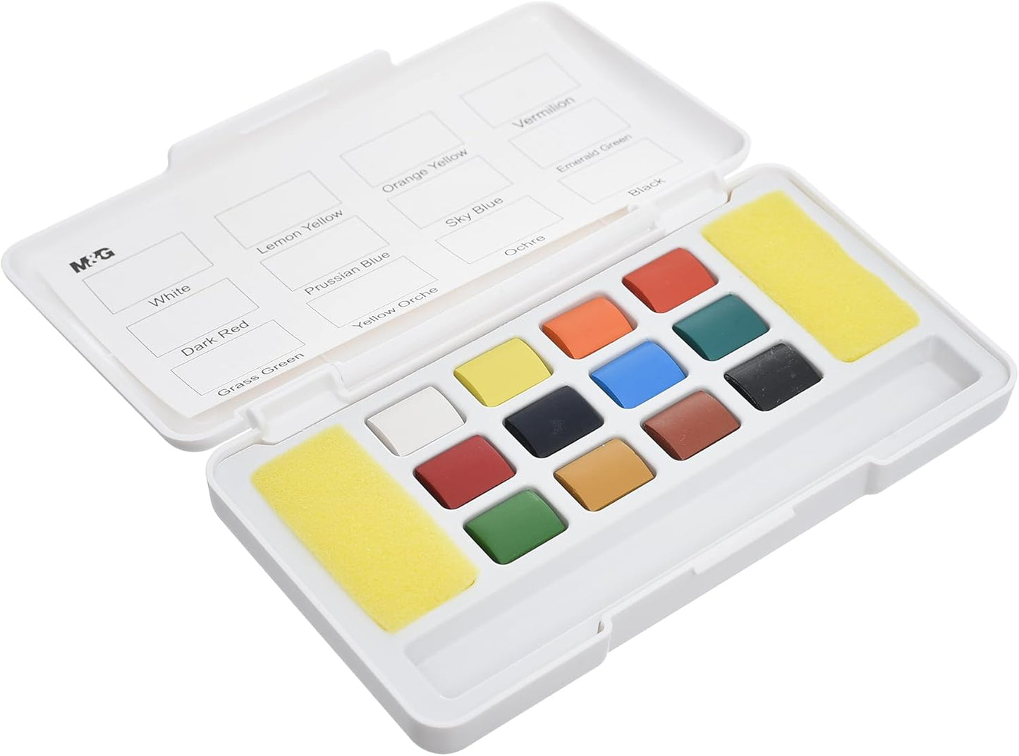 M&G Chenguang Solid Watercolor Stones Box Set, Bright Watercolors Art, Smooth Application, 12 Colors - No:APL976N0