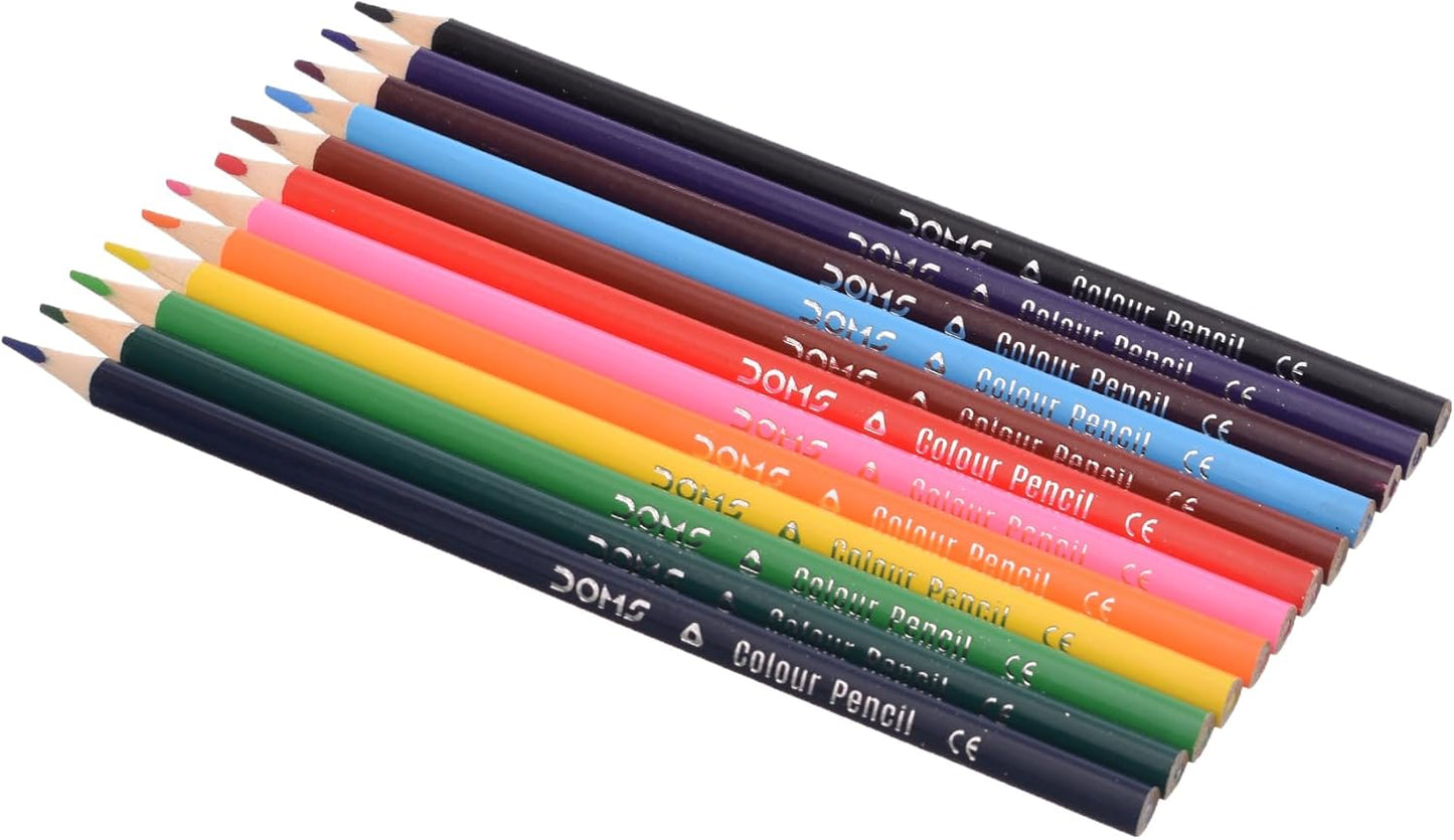 DOMS Triangular Bright Bold Pre-Sharpened Coloring Pencils - 12pcs - No:DM18803-12