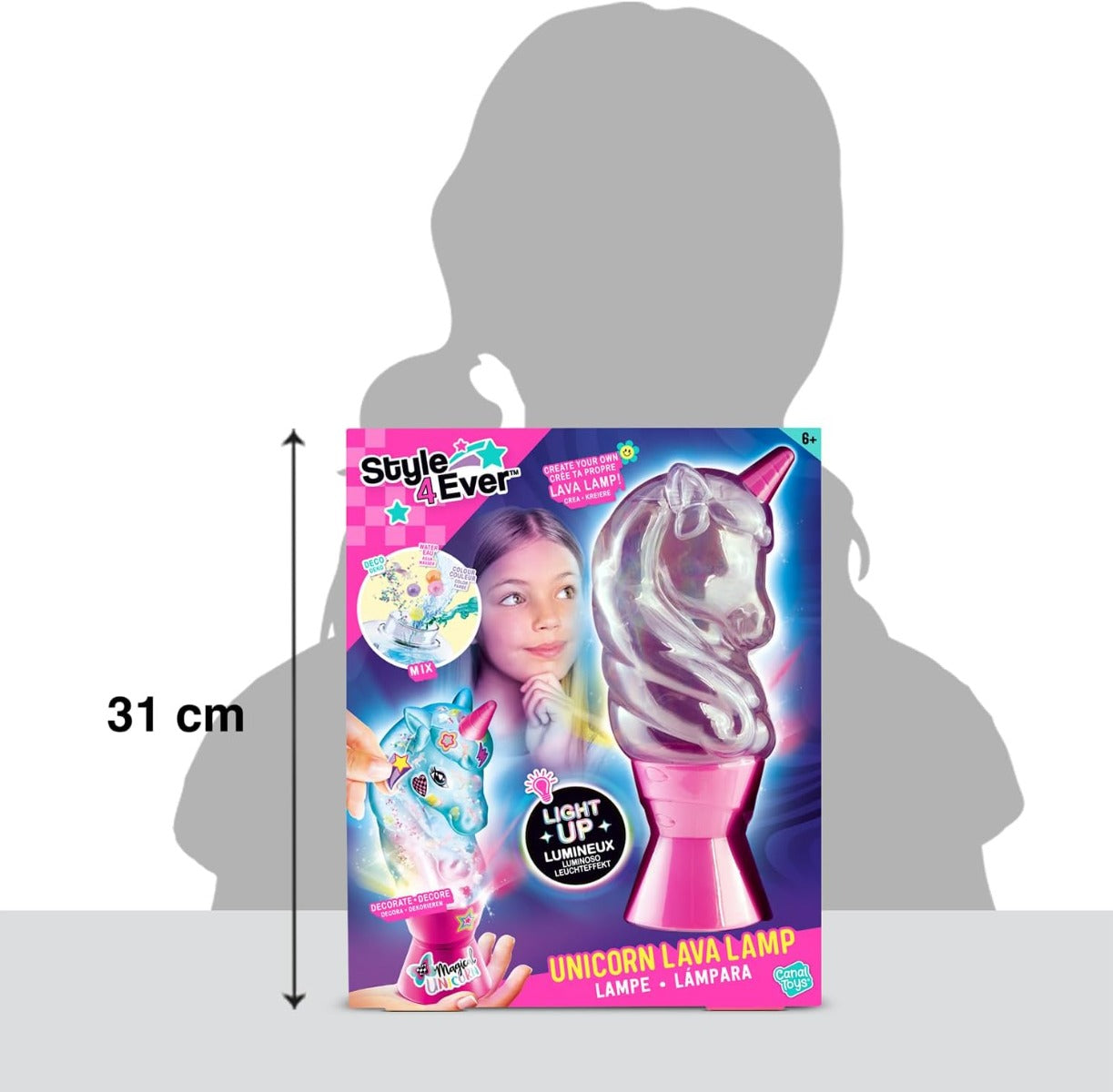 مصباح لافا يونيكورن من كانال تويز، اصنعه بنفسك، زيّن لعبة مصباح اللافا الخاصة بك