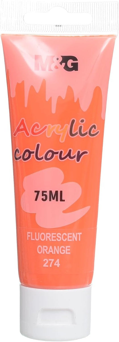 M&G Chenguang Acrylic Colour Tube, Bold Art Creation, 75ml, Fluorescent Orange (274) - No:APLN6598