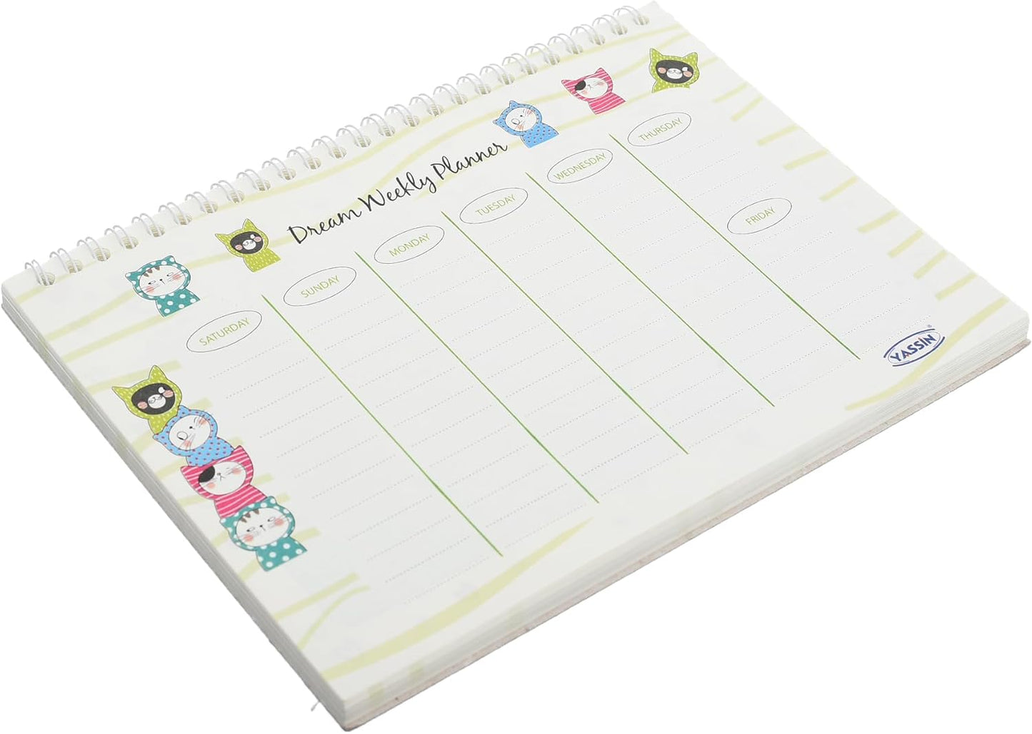 Yassin Dream Weekly Planner Notebook, 15x25cm Wire-Bound for Efficient Task Planning