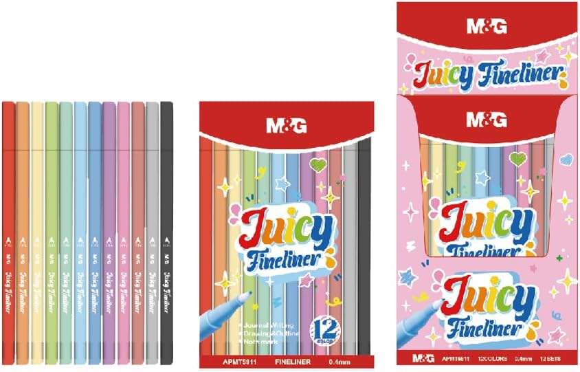 مجموعة أقلام تحديد دقيقة من إم آند جي تشنغوانغ، 0.4 مم، للرسم والكتابة الدقيقة، أقلام تحديد دقيقة، 12 قلمًا - رقم المنتج: APMT5911