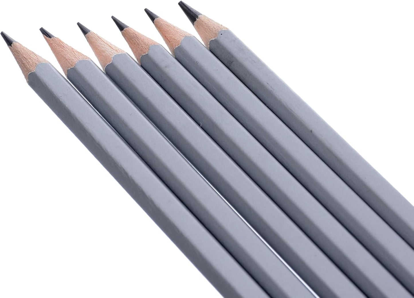 أقلام رصاص جرافيت HB عالية الجودة مع ممحاة، مناسبة للطلاب والمكاتب والمدارس، مجموعة من 6 قطع - فضي وأسود