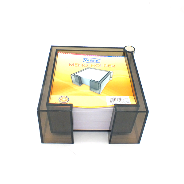 Yassin memo holder with a clear cover on a white background