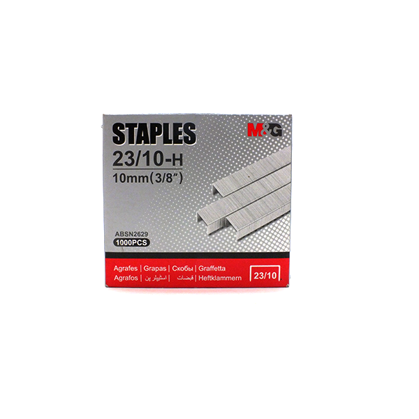 M&G 23/10H Metal Staples, 1000 Pieces - Silver
