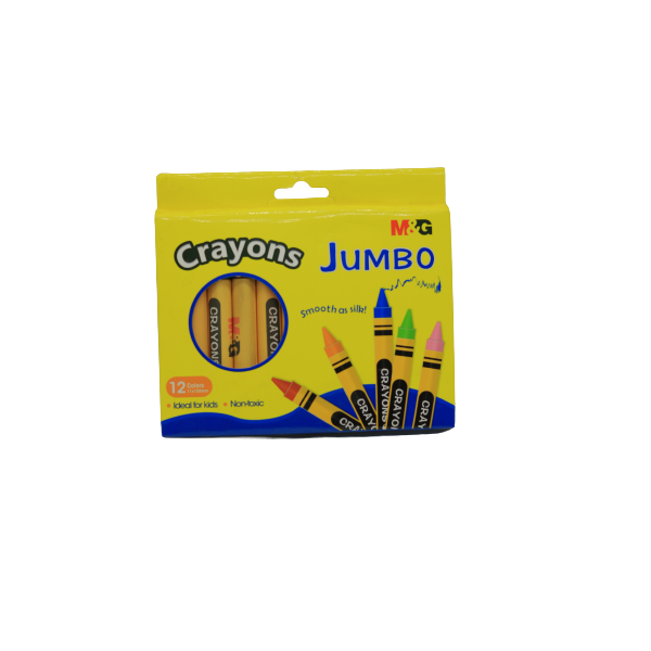 مجموعة أقلام تلوين شمعية جامبو غير سامة من إم آند جي، 12 قلمًا، رقم المنتج: AGMX4224