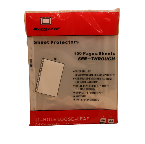 Arrow Sheet protectors U- Shape - 60 microns - 100pcs - No:EH3036C