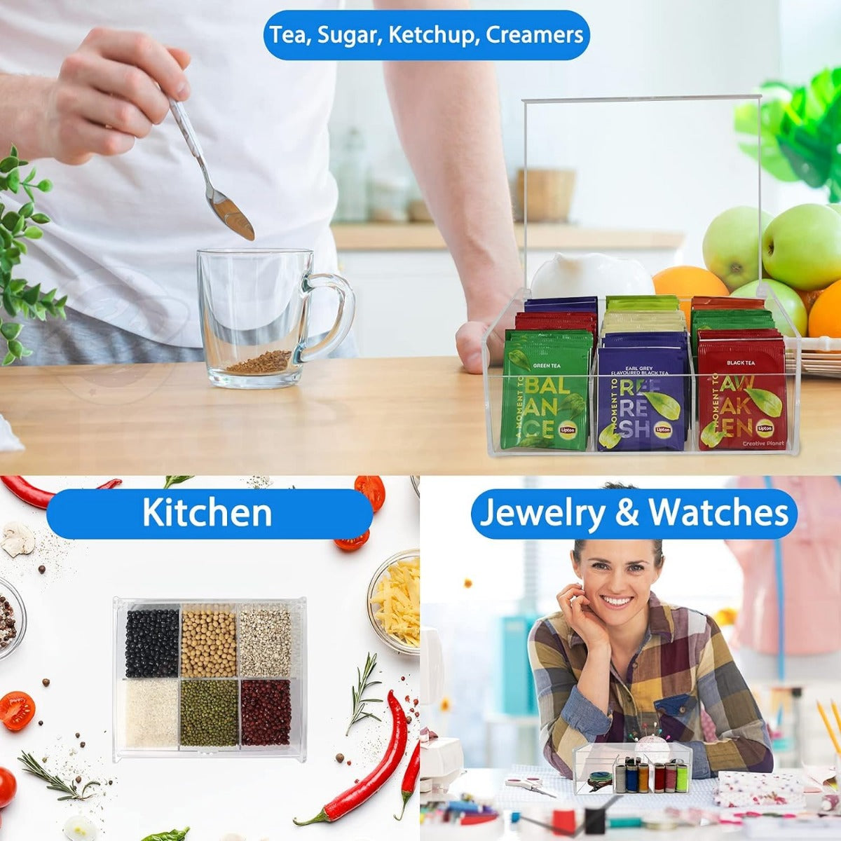 صندوق تخزين أكريليك لخزائن المطبخ.