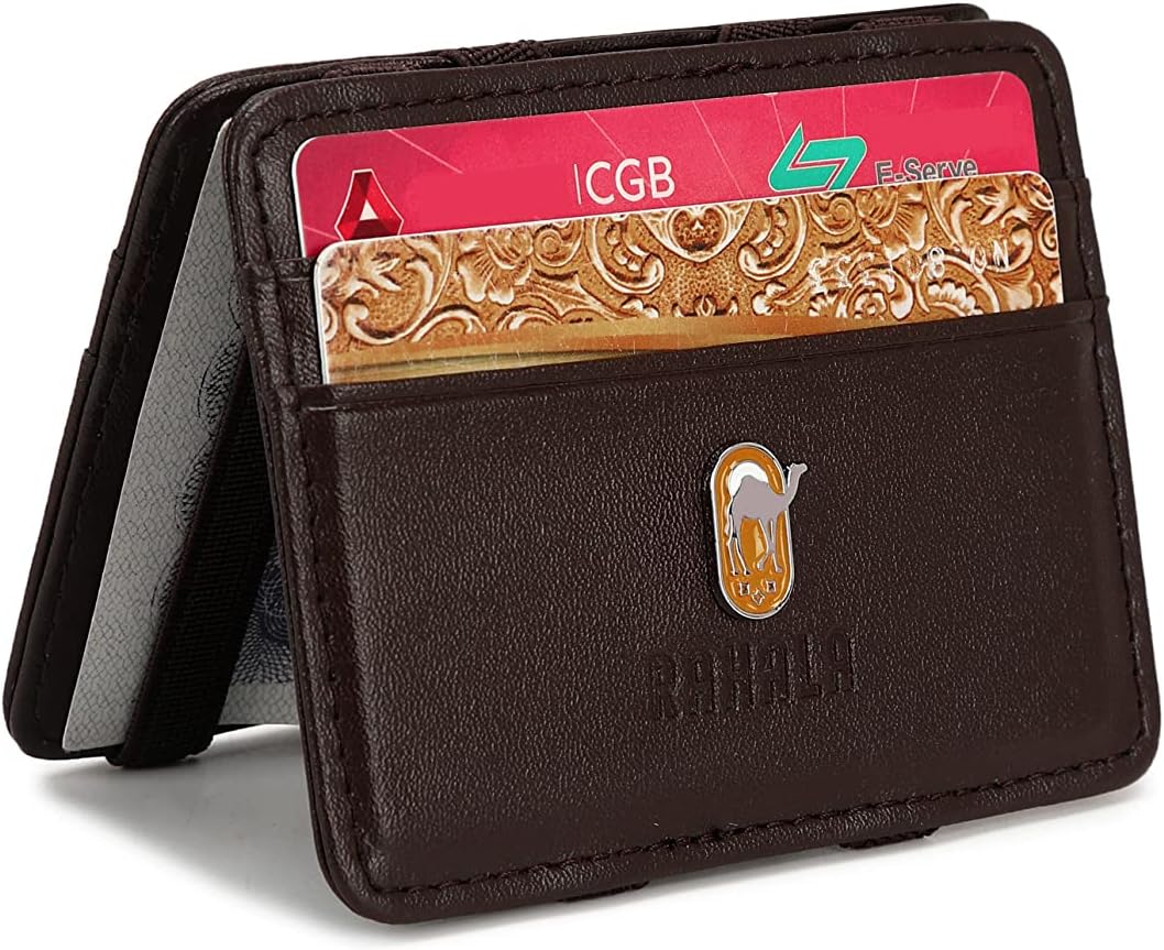 Rahala Men's Leather Bifold Cash Strap Cardholder Wallet (Brown) - No:RA108