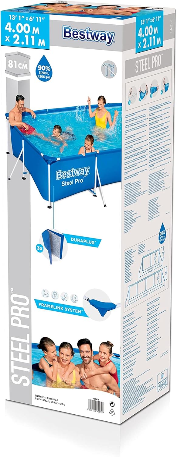 Bestway Steel Pro Rectangular Above Ground Pool 400×211×81cm – No.56405