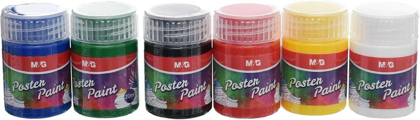 M&G Chenguang Poster Paint Set, Vivid Art Creation, 20ml, Smooth Application, 6 Colors - No:APL976R7