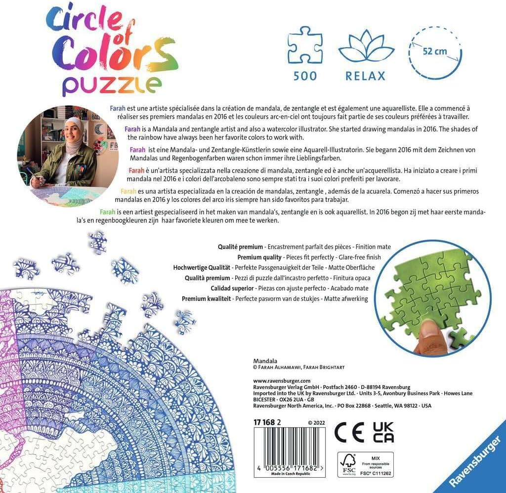 Ravensburger Circle of Colors Puzzles - Mandala - 500pcs - No:17168
