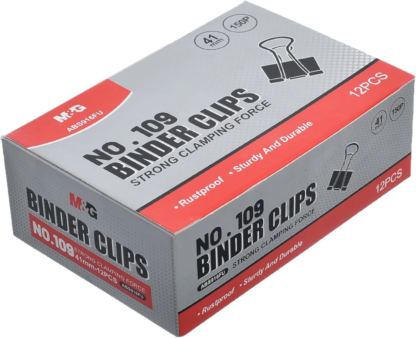 M&G Chenguang Bulldog Clips, 41mm For Strong Binding of Thick Documents 12pcs - No:ABS916FU