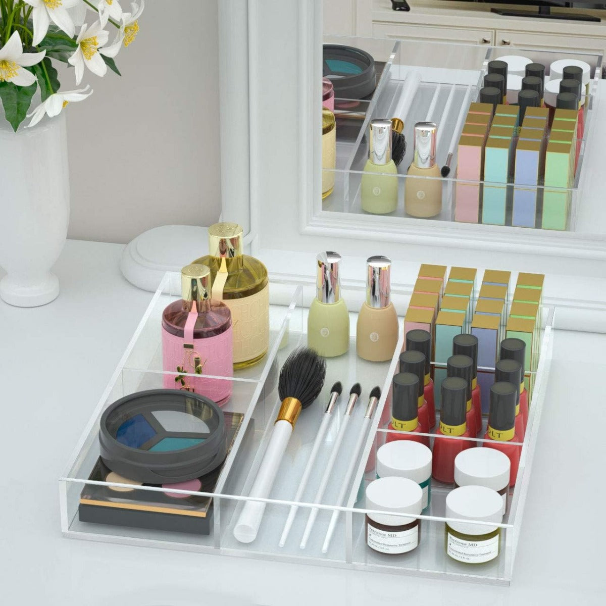 صينية تخزين أدراج أكريليك بستة أقسام