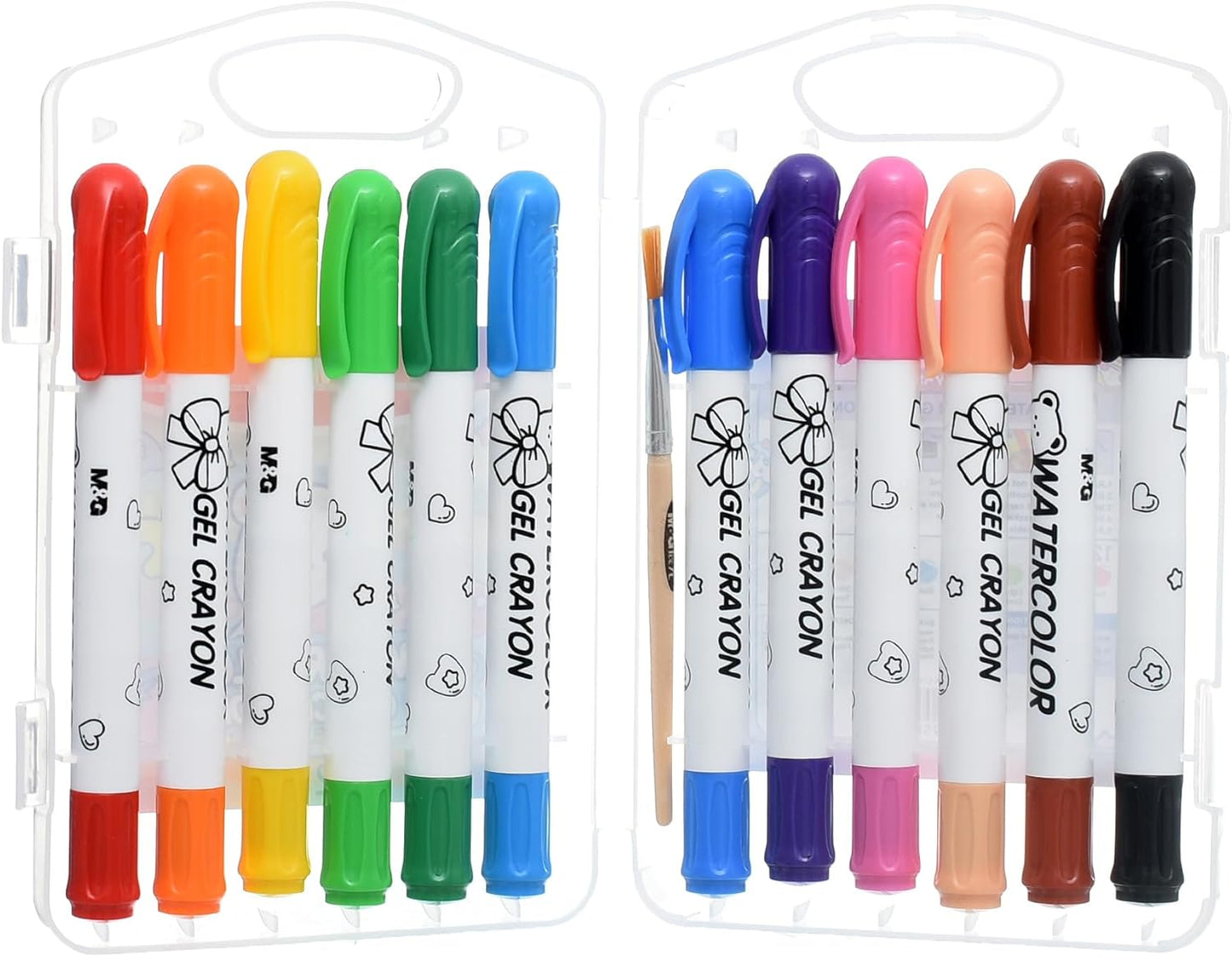 M&G Chenguang Watercolor Gel Crayon Set Vibrant Colors with Brush for Smooth Art 12 colors - No:AGMY5843