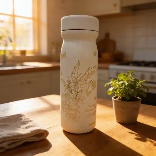 YANIS3 Vacuum Insulated Stainless Steel Travel Mug – 350ml | Floral Design | Double Wall Thermal Coffee & Tea Cup