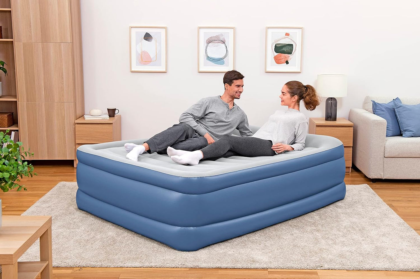 Bestway Tritech Airbed Queen Inflatable Mattress Built-in AC Pump 2.03m x 1.52m x 61cm - No:67690