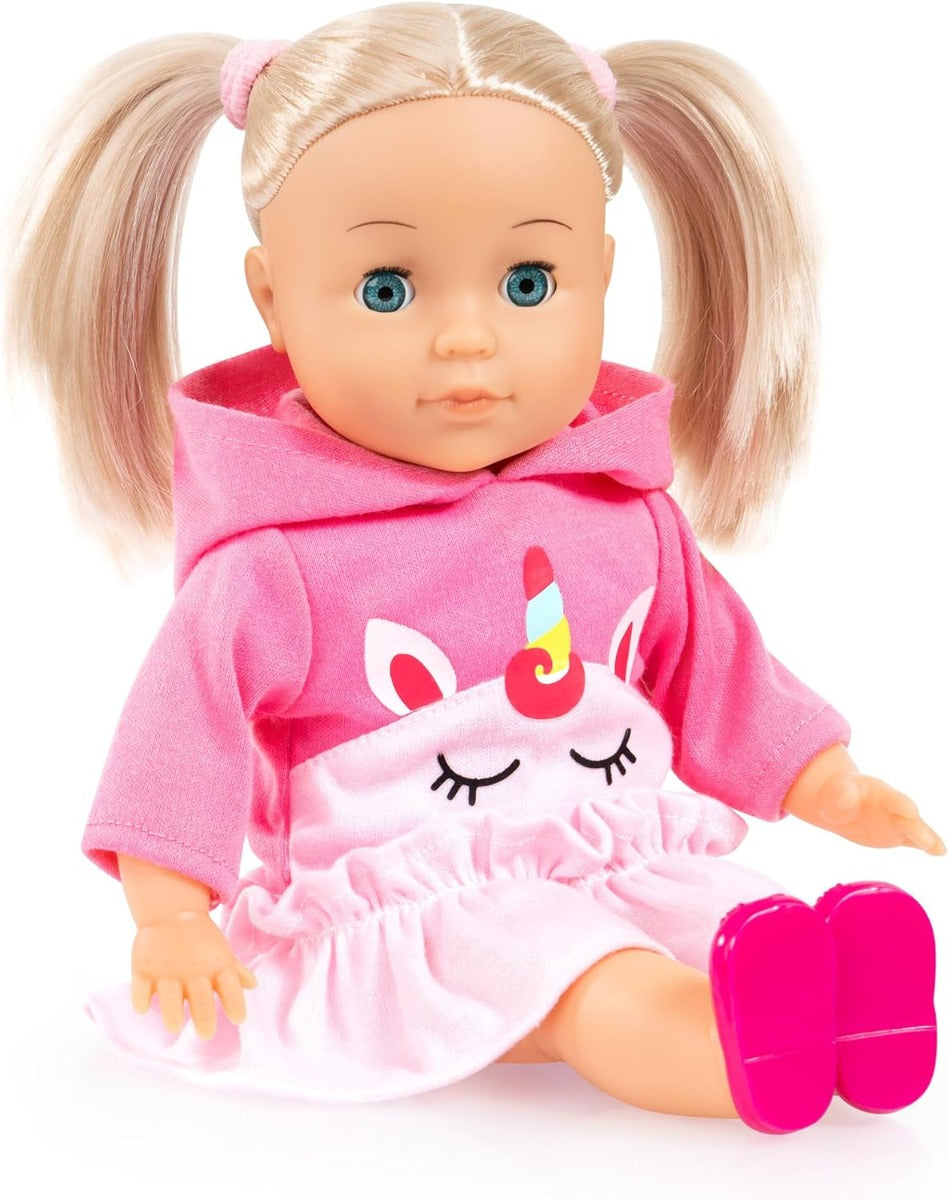 دمية شارلين الصغيرة من باير ديزاين، بتصميم وحيد القرن الوردي، تصدر أصوات قبلات وضحكات، شقراء - رقم: 93335BL