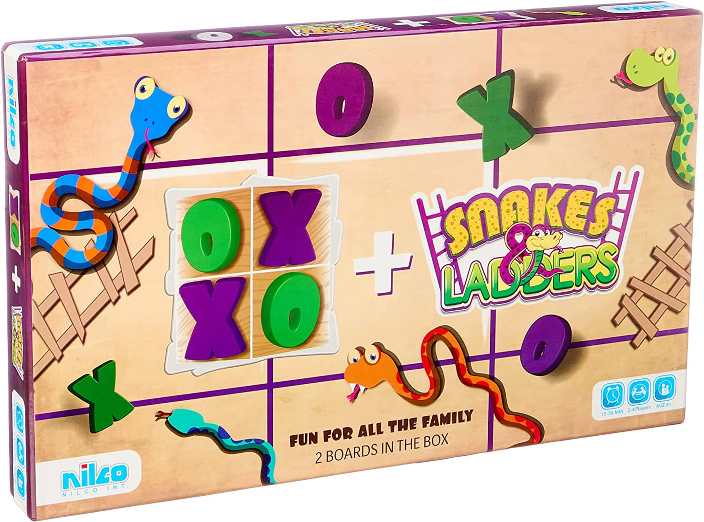 Nilco Snakes Ladders & XO Game Board - No:1020