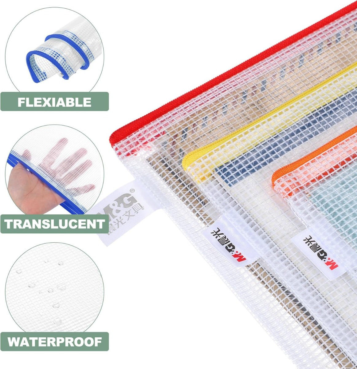 M&G Chenguang Grid Zipper Document Bag Zipper Envelope, Size:B5 - 1pcs - No:ADMN4283