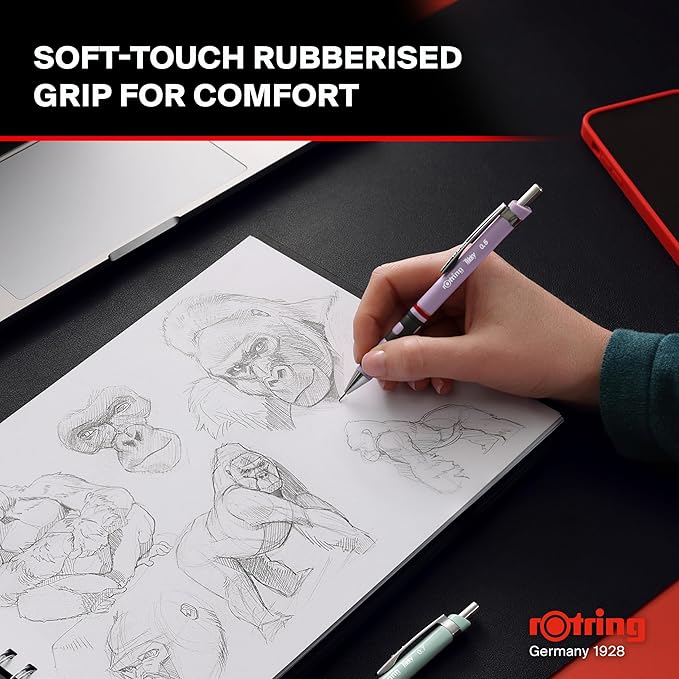 Rotring Tikky Pastel Mechanical Pencils HB 0.7 mm(Orchid Bloom) with Comfort Rubber Grips
