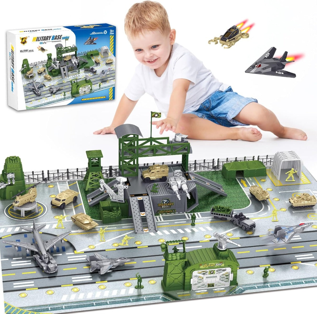 Army Series Military Base Set with Vehicles, Accessories, and Play Map for Kids - No:881