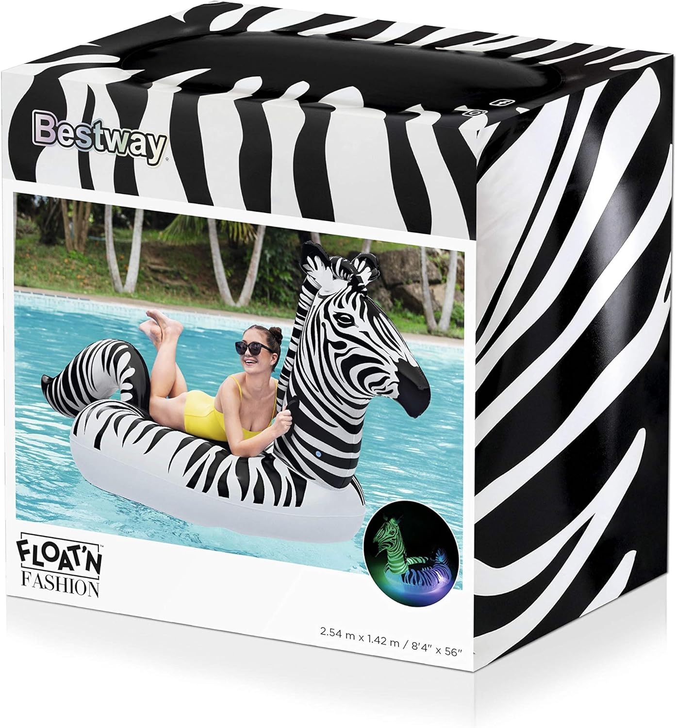 Bestway H2OGO! Zebra Lights 'n Stripes LED Ride-On 2.54m×1.42m