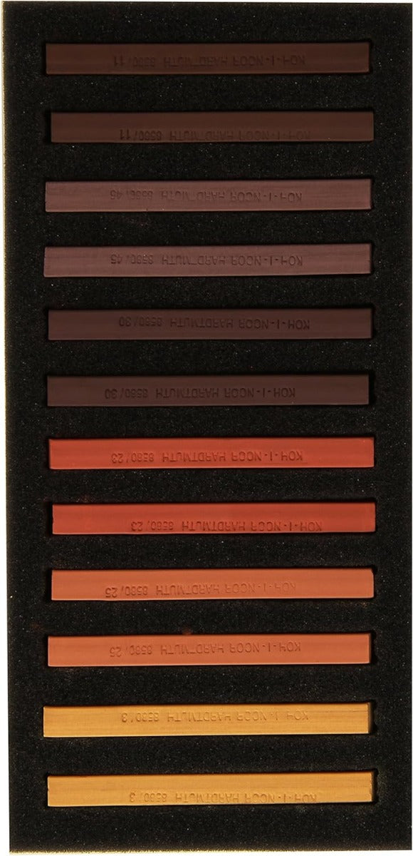 Koh-I-Noor Pack of 12 TOISON D'ORArtist's Soft Pastels - Brown - No:8592