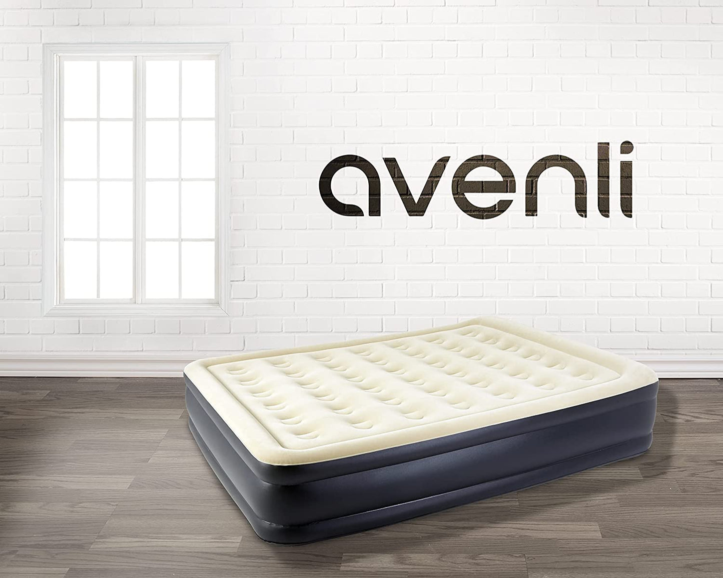 Jilong Avenli Self-Inflating Air Mattress / Guest Bed for 2 People 203 x 157 x 47 cm with Built-In Automatic Pump Beige Anthracite - No:24042EU