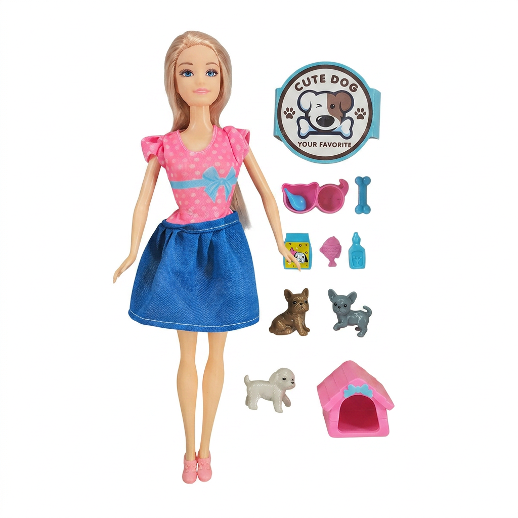 Elissa fashion doll with pets playset studio packshot